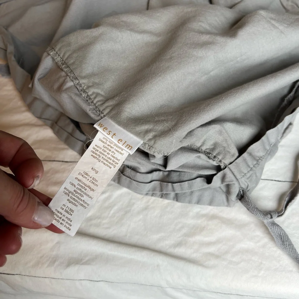 West Elm Slate Gray Quilted Duvet Cover